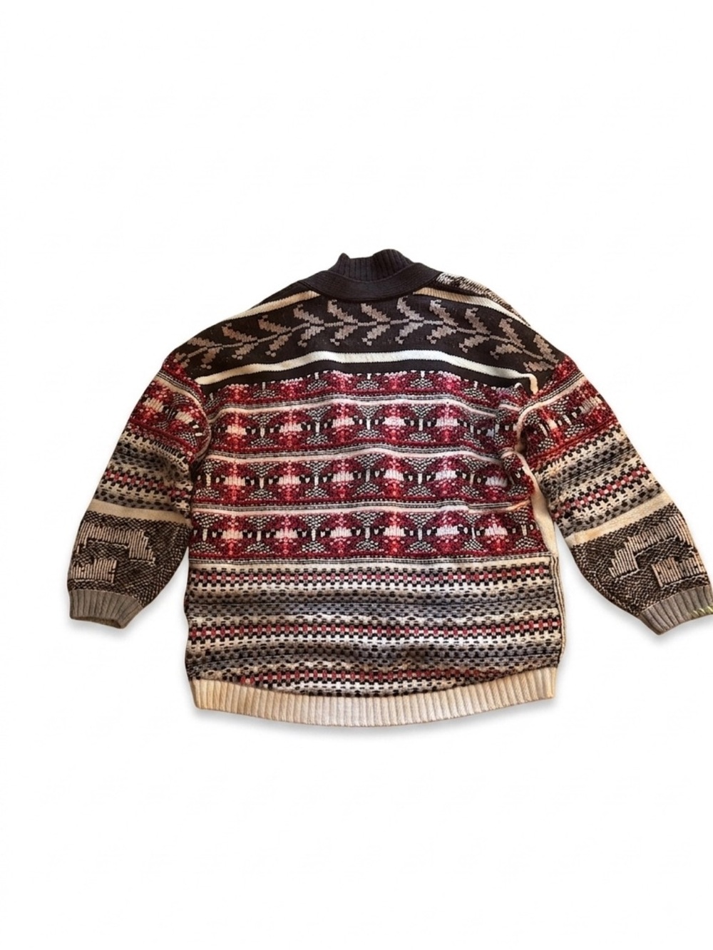 Pilcro Brown Patchwork Multi-Pattern Cardigan Slouchy Oversized - XS - Picture 10 of 10